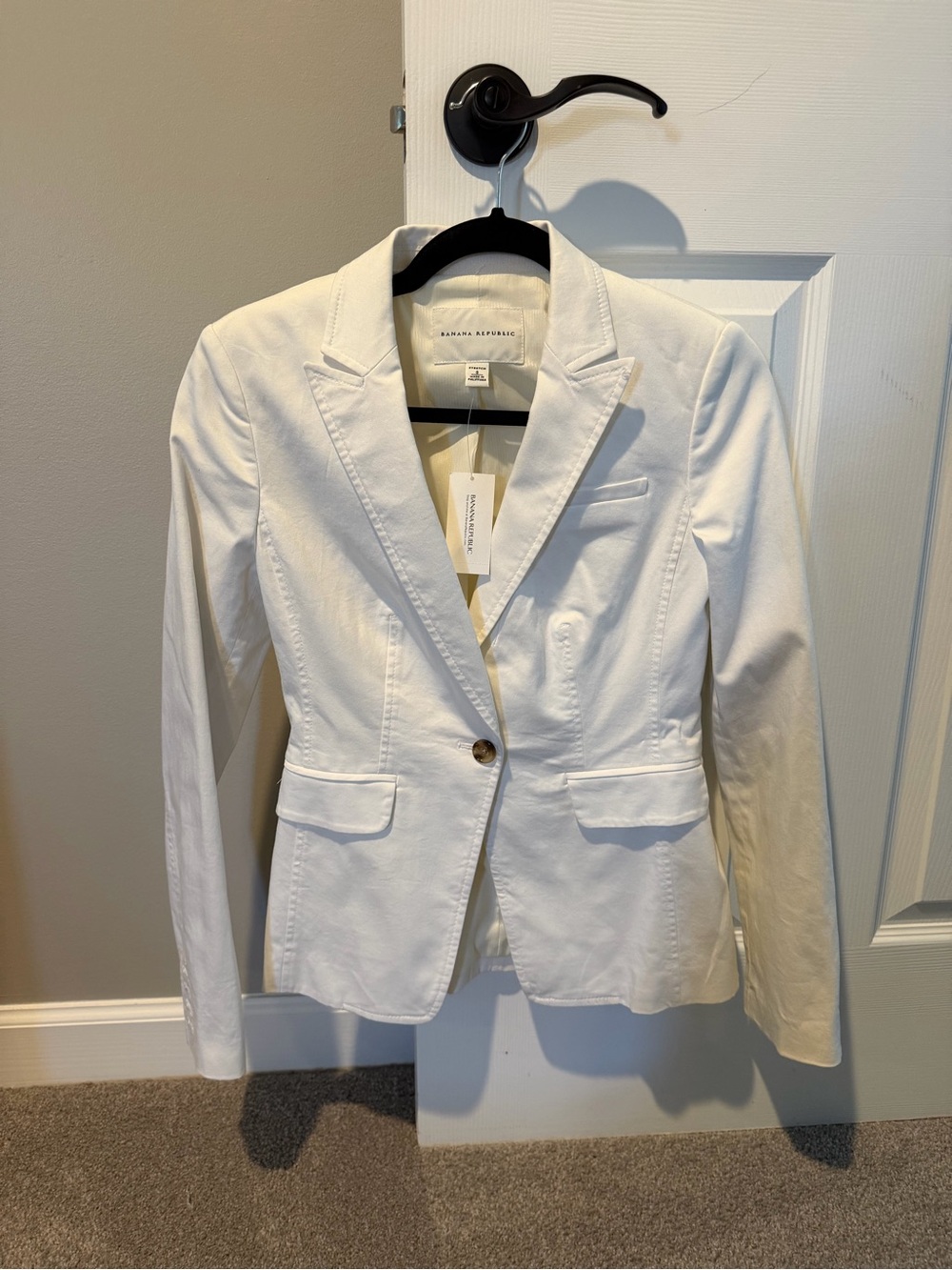 Banana Republic White Single-Button Tailored Blazer